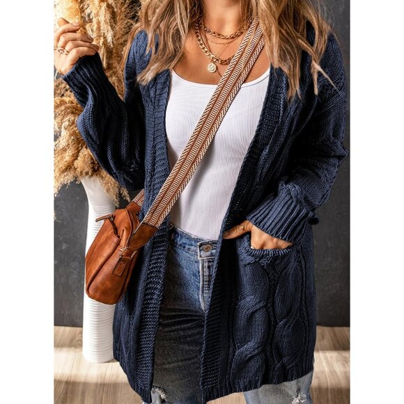 Stylish Long Sleeve Plus Size Cardigan - 100% Acrylic Fall Essential 1X-5X - Picture 4 of 5